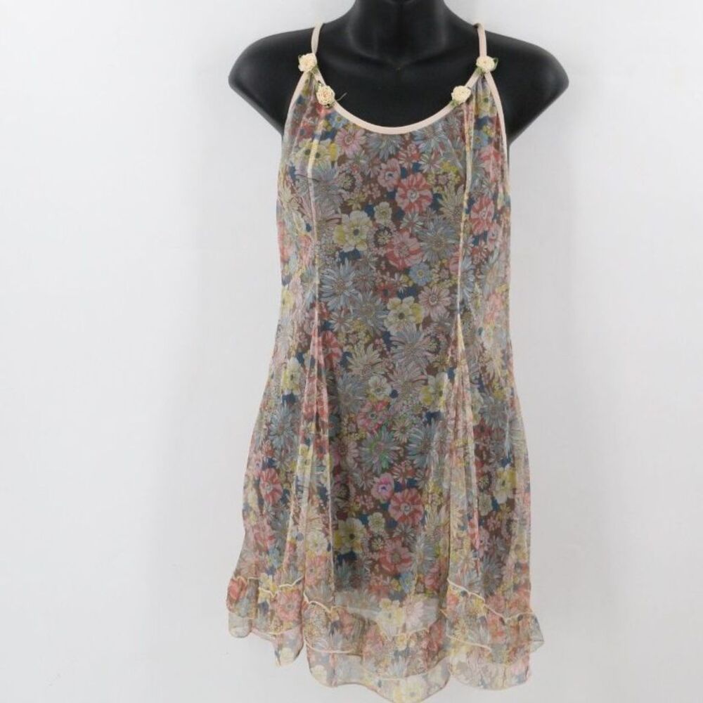 Womens Sheer Floral Nightie Sleep Dress Romantic Feminine